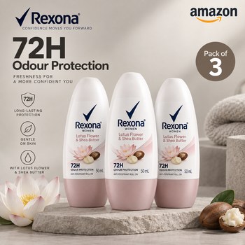 India Desire : Buy Rexona Lotus Flower & Shea Butter Antiperspirant Roll-On For Women 72H Odour Protection 50 ML (Pack of 3) From Amazon [Regular Price Rs 897]