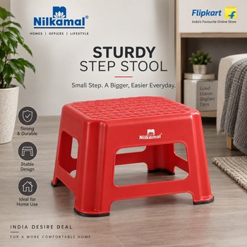 India Desire : Buy Nilkamal Sturdy Step Stool Red STL21 Living & Bedroom Stool At Rs 886 From Flipkart [Regular Price Rs 1999]