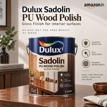 India Desire : Buy Dulux Sadolin PU Wood Polish Gloss Finish for Interior Surfaces 4 Litres At Rs 1555 From Amazon [Regular Price Rs 4378]