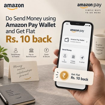 India Desire : Buy Do Send Money using Amazon Pay Wallet and Get Flat Rs. 10 back At Rs 40 From Amazon [Regular Price Rs 50]