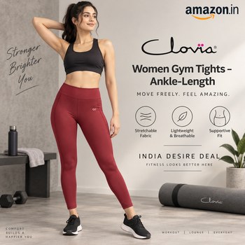 India Desire : Buy Clovia Women Gym Tights Ankle-Length At Rs 311 From Amazon [Regular Price Rs 1299]