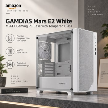 India Desire : Buy GAMDIAS Mars E2 White M-ATX Gaming PC Case With Tempered Glass At Rs 3275 From Amazon [Regular Price Rs 9900]