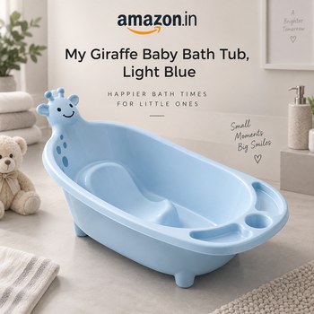 India Desire : Buy My Giraffe Baby Bath Tub Light Blue At Rs 849 From Amazon [Regular Price Rs 1199]