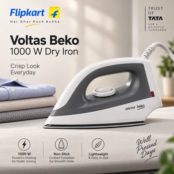 India Desire : Buy Voltas Beko by Tata I1000VD-BGWH 1000 W Dry Iron At Rs 691 From Flipkart [Regular Price Rs 1000]