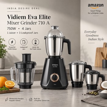 India Desire : Buy Vidiem Eva Elite Mixer Grinder 710 A, 750W with 4 Jars At Rs 2799 From Amazon [Regular Price Rs 7998]