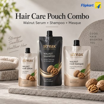India Desire : Buy Streax Hair Care Pouch Combo (Walnut Serum + Shampoo + Masque) From Flipkart [Regular Price Rs 699]