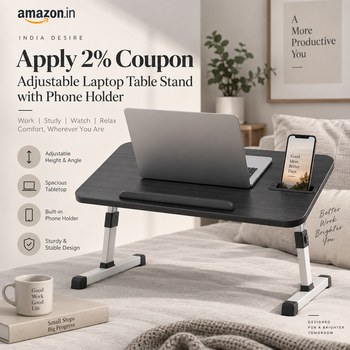 India Desire : Buy Apply 2% Coupon Adjustable Laptop Table Stand with Phone Holder From Amazon [Regular Price Rs 2999]