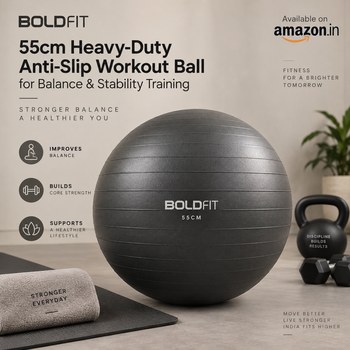 India Desire : Buy Boldfit 55cm Heavy-Duty Anti-Slip Workout Ball At Rs 341 From Amazon [Regular Price Rs 999]