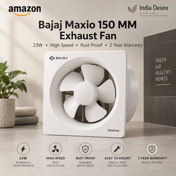 India Desire : Buy Bajaj Maxio 150 MM 23 Watts High Speed Exhaust Fan White From Amazon [Regular Price Rs 1580]