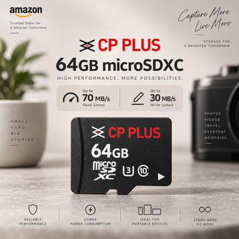 India Desire : Buy CP PLUS 64GB microSDXC Memory Card Grade UHS-3 Class 10 At Rs 1249 From Amazon [Regular Price Rs 3100]