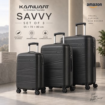 India Desire : Buy KAMILIANT by American Tourister Savvy Trolley Bag Set of 3 (55+70+80 cms) At Rs 4099 From Amazon [Regular Price Rs 33100]