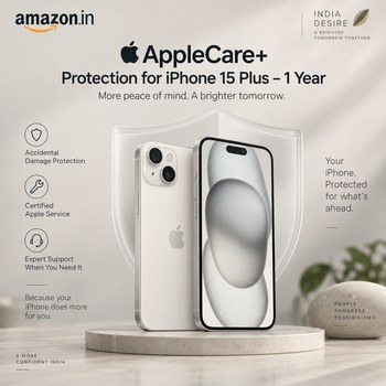 India Desire : Buy AppleCare+ Protection For iPhone 15 Plus (1 Year) At Rs 10499 From Amazon