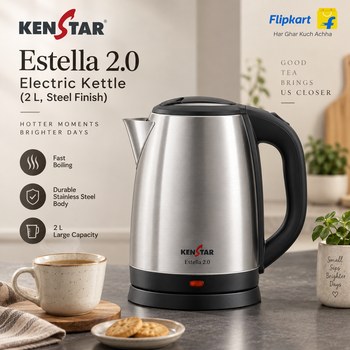 India Desire : Buy Kenstar Estella 2.0 Electric Kettle (2 L, Steel Finish) At Rs 128 From Flipkart [Regular Price Rs 1990]