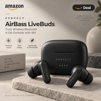 India Desire : Buy GOBOULT AirBass LiveBuds Truly Wireless Bluetooth in Ear Earbuds with Mic (Black) At Rs 500 From Amazon [Regular Price Rs 8999]
