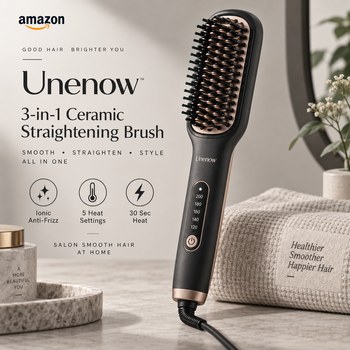India Desire : Buy Unenow 3-in-1 Ceramic Hair Straightening Brush At Rs 54 From Amazon [Regular Price Rs 999]