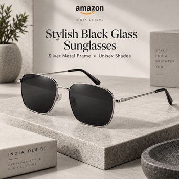 India Desire : Buy Stylish Black Glass Sunglasses with Silver Metal Frame At Rs 269 From Amazon [Regular Price Rs 999]