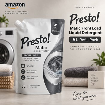 India Desire : Buy Amazon Brand Presto! Matic Front Load Liquid Detergent Refill Pack 5L At Rs 467 From Amazon [Regular Price Rs 1100]