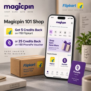 India Desire : Magicpin 101 Shop Offers : Get 5 Credits Back On Rs 10 Flipkart Voucher Or 25 Credits Back On Rs 50 PhonePe Voucher