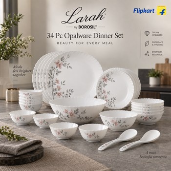 India Desire : Buy Larah by Borosil Pack of 34 Opalware 34 N D/SET ROSALIE GALAXY Di...more From Flipkart [Regular Price Rs 4200]