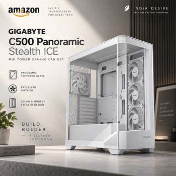 India Desire : Buy GIGABYTE C500 Panoramic Stealth ICE Mid Tower Gaming Cabinet At Rs 6307 From Amazon [Regular Price Rs 15300]