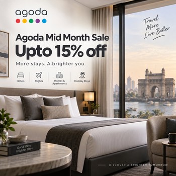 India Desire : Agoda Mid Month Sale Offers: Upto 15% Off Hotels, Homestays & Travel Deals