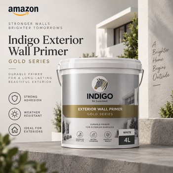 India Desire : Buy Indigo Exterior Wall Primer Gold Series 4 Liter White At Rs 1990 From Amazon