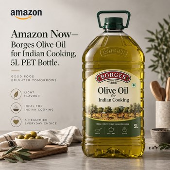 India Desire : Buy Borges Olive Oil For Indian Cooking 5L PET Bottle At Rs 4606 From Amazon [Regular Price Rs 9600]