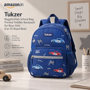 India Desire : Buy Tukzer Baggita Kids School Bag Printed Toddler Backpack For Boys Girls (Car 55-Royal Blue) At Rs 512 From Amazon [Regular Price Rs 3499]