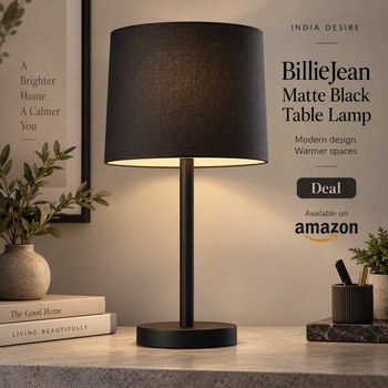 India Desire : Buy BillieJean Matte Black Table Lamp At Rs 599 From Amazon [Regular Price Rs 999]