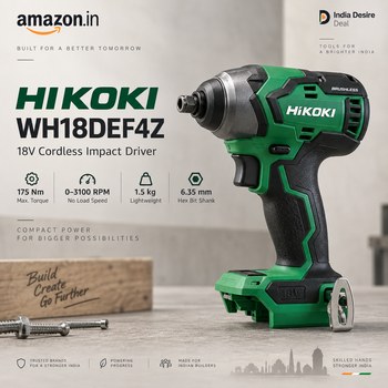 India Desire : HIKOKI WH18DEF4Z 18V 175 Nm Cordless Impact Driver Bare Tool Amazon Price Rs 18400 : Buy In Open Sale, Specifications & Buy Online In India