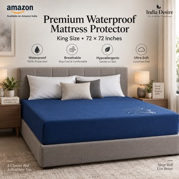 India Desire : Buy MollisHomes Premium 100% Waterproof Mattress Protector King Size 72x72 Inches (Royal Blue) At Rs 539 From Amazon [Regular Price Rs 1256]