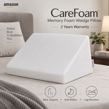 India Desire : Buy CareFoam Memory Foam Wedge Pillow 18 x 18 x 10 Inch White At Rs 701 From Amazon [Regular Price Rs 1999]
