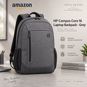 India Desire : Buy HP Campus Core 16 Laptop Backpack - Grey At Rs 841 From Amazon [Regular Price Rs 3099]