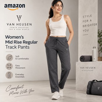 India Desire : Buy Van Heusen Women's Mid Rise Regular Track Pants At Rs 546 From Amazon [Regular Price Rs 1399]