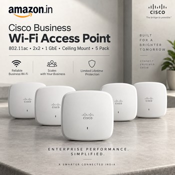 India Desire : Buy Cisco Business 5-CBW140AC-D 802.11ac Wi-Fi Access Point 5 Pack Bundle At Rs 19818 From Amazon [Regular Price Rs 90353]