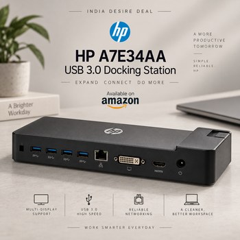 India Desire : Buy HP A7E34AA USB 3.0 Docking Station (Black) From Amazon [Regular Price Rs 21456]