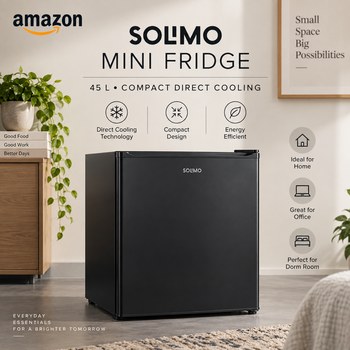 India Desire : Buy Amazon Brand Solimo Mini Fridge With Direct Cooling Technology 45 Liters (Black) At Rs 5544 From Amazon [Regular Price Rs 15198]