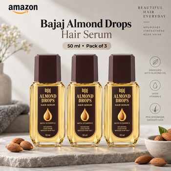 India Desire : Buy Bajaj Almond Drops Hair Serum 50 ml (Pack of 3) At Rs 445 From Amazon [Regular Price Rs 540]