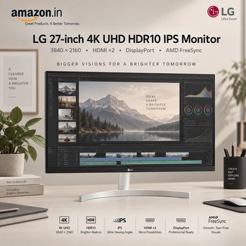 India Desire : Buy LG 68.58 Cm (27 Inch) 4K-UHD (3840 x 2160) HDR 10 IPS Monitor 27UL500 White From Amazon [Regular Price Rs 50000]