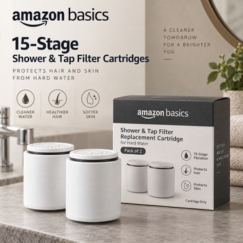 India Desire : Buy Amazon Basics 15-Stage Shower and Tap Filter Replacement Cartridge For Hard Water (Cartridge Only, Pack of 2) At Rs 899 From Amazon [Regular Price Rs 2229]