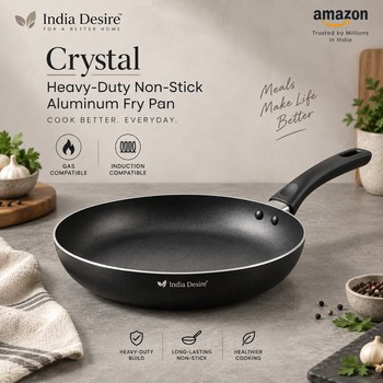 India Desire : Buy Crystal Heavy-Duty Non-Stick Aluminum Fry Pan From Amazon [Regular Price Rs 1490]