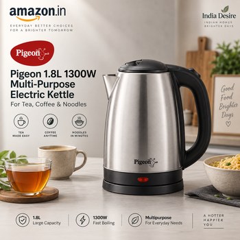 India Desire : Buy Pigeon 1.8L 1300 Watt Multi-Purpose Electric Boiling Kettle At Rs 605 From Amazon [Regular Price Rs 1425]