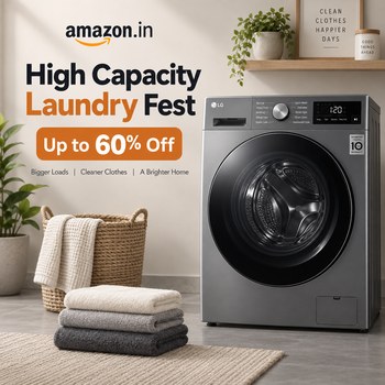 India Desire : Amazon High Capacity Laundry Fest Offer: Upto 60% Off On Washing Machines & Dryers Starts @Rs 5199 Only