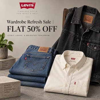 India Desire : Levi's Wardrobe Refresh Sale: Flat 50% Off On Jeans, Polos & Apparel Starts @Rs 1149 Only