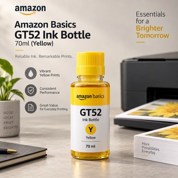 India Desire : Buy Amazon Basics GT52 Ink Bottle 70ml (Yellow) At Rs 33 From Amazon [Regular Price Rs 769]