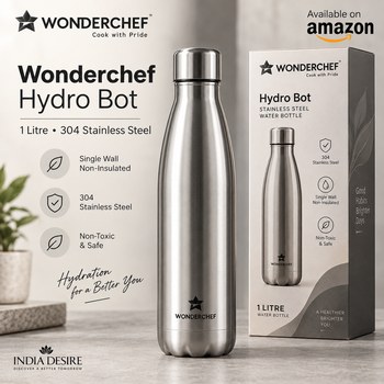 India Desire : Buy Wonderchef Stainless Steel Hydro Bot 1000 ml / 1 Litre Gift Box Pack At Rs 249 From Amazon [Regular Price Rs 750]