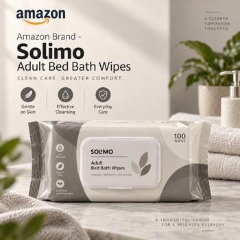 India Desire : Buy Amazon Brand - Solimo Adult Bed Bath Wipes (Count 100, 10 Wipes x 10 Packs) At Rs 314 From Amazon [Regular Price Rs 2800]