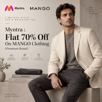 India Desire : Myntra MANGO Clothing Offer: Flat 70% Off On MANGO Menswear
