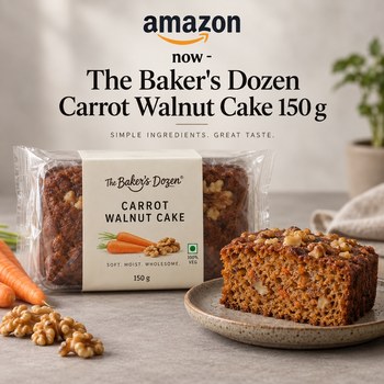India Desire : Buy The Baker's Dozen Carrot Walnut Cake 150 g At Rs 50 From Amazon [Regular Price Rs 185]
