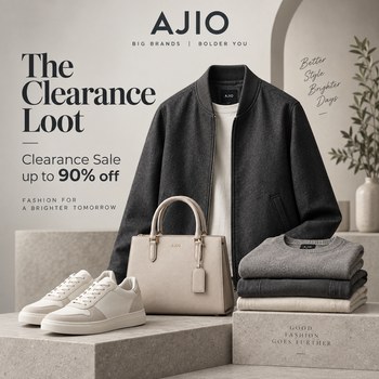 India Desire : Ajio Clearance Loot Sale: Upto 90% Off On Clothing, Footwear & Accessories Starts @Rs 141 Only